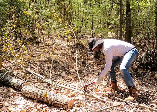 Chad chopping branch