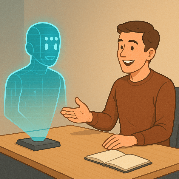 AI interviews person